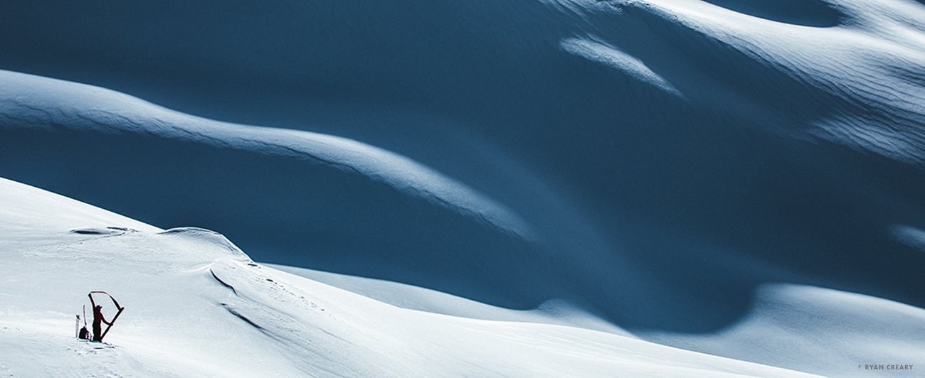 Cam Keith rips skins in the alpine on Rogers Pass, BC. Parks Canada created the ATES system following a significant avalanche in Glacier National Park in 2003. Photo: Ryan Creary