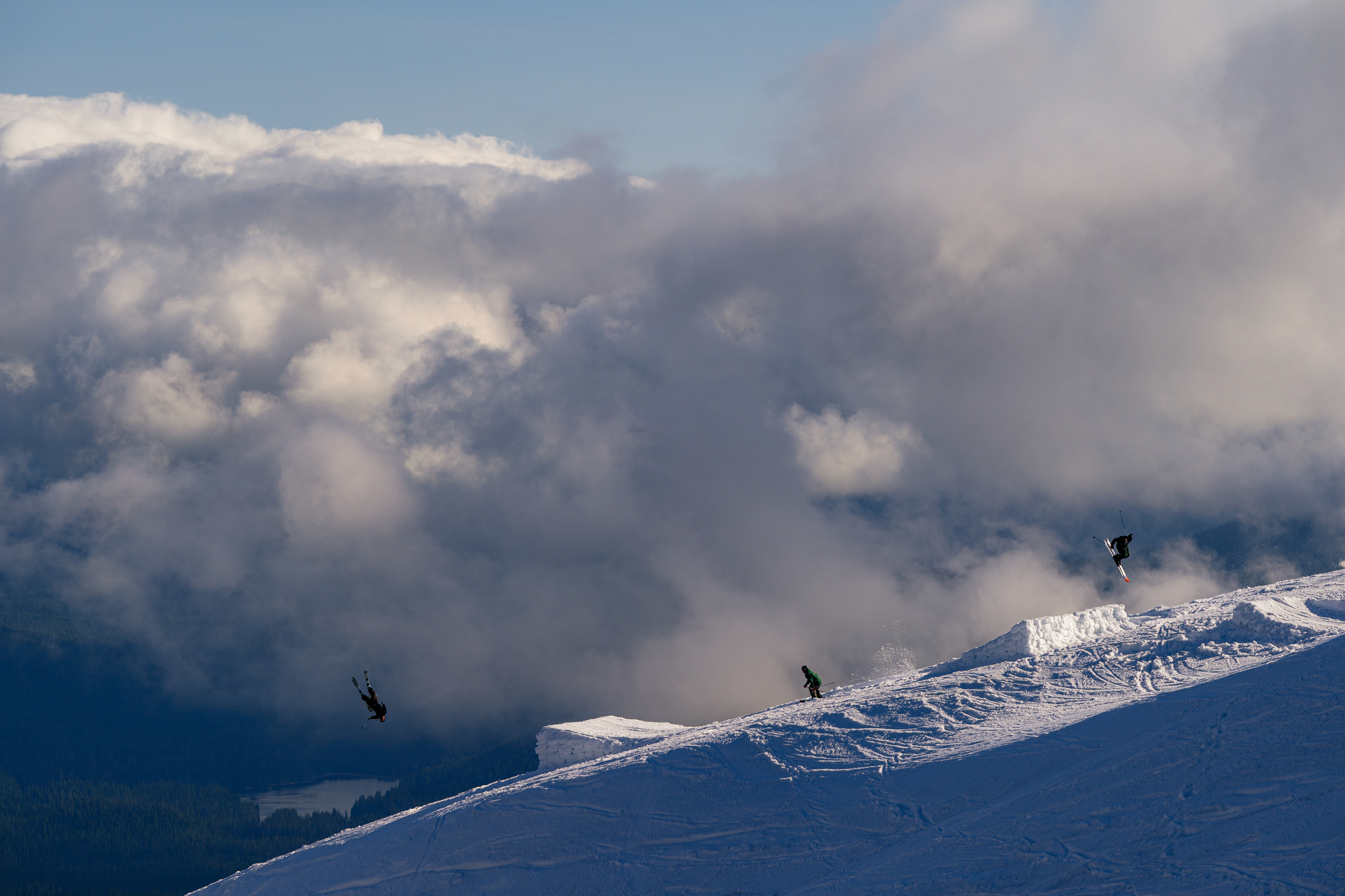 “The Entourage crew, led by director and filmer Jack Price, spent two full days building this whale tail feature and the majority of an afternoon hitting it for their film “Soda.” We couldn’t have asked for better conditions or a harder working team. Jasper Skidmore (left), Andrew Bird (middle) and Aaron Cook (right) deserve a round of applause.” Photo: Alex Zimmerman